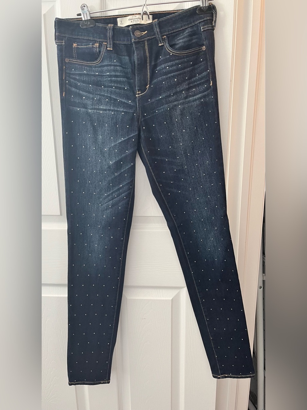 Abercrombie & Fitch Dark Indigo Rhinestone Skinny Jeans